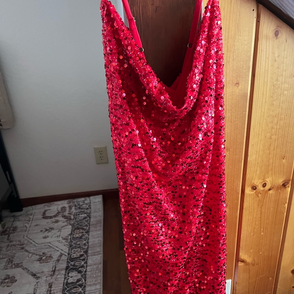 Red Sequin Strappy Dress